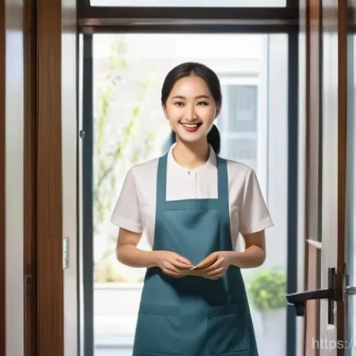 Home 1 가사도우미로서 지켜야 할 서비스 매너 - A warm and professional first meeting between a Korean female client in her 40s and a Southeast Asia...